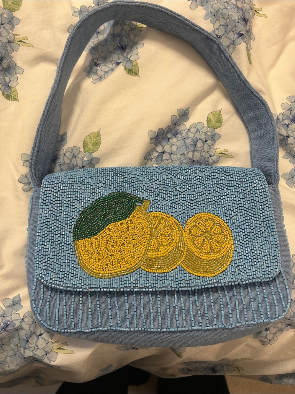 a new day Light Blue Beaded Lemon Shoulder Bag